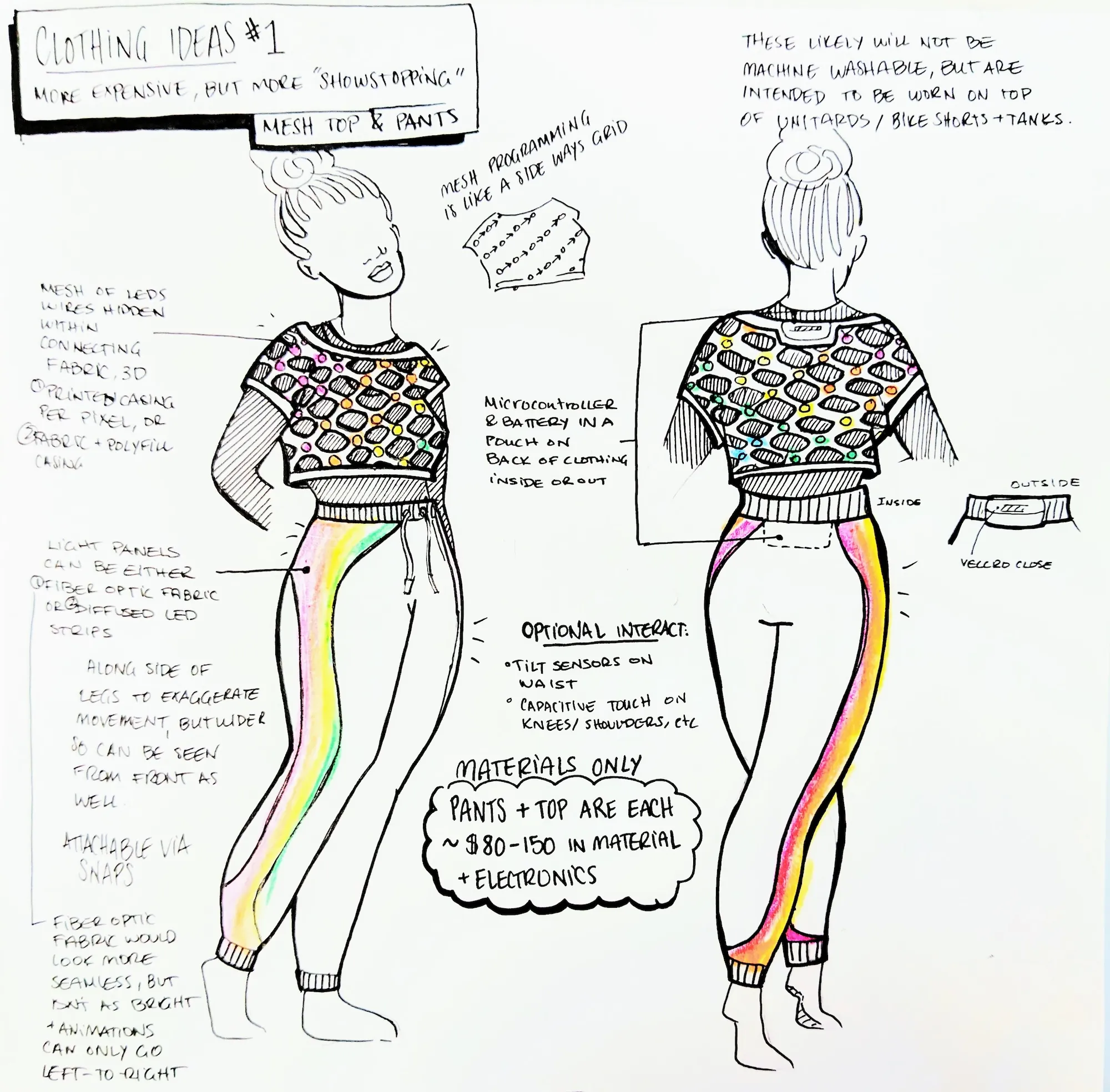 Costume option 1: mesh top and LED pants