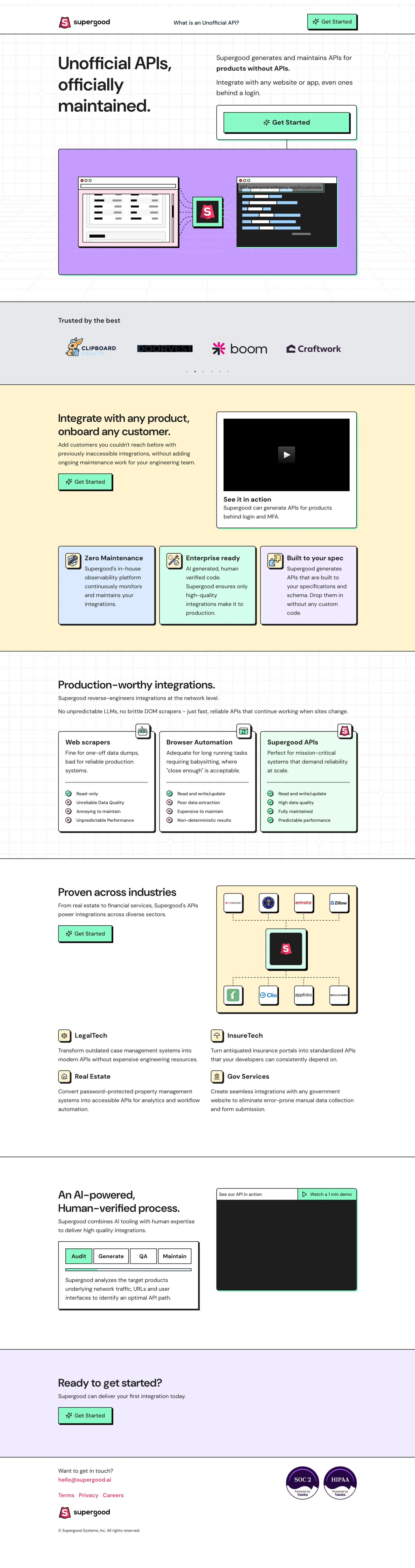 The old Supergood homepage, top to bottom